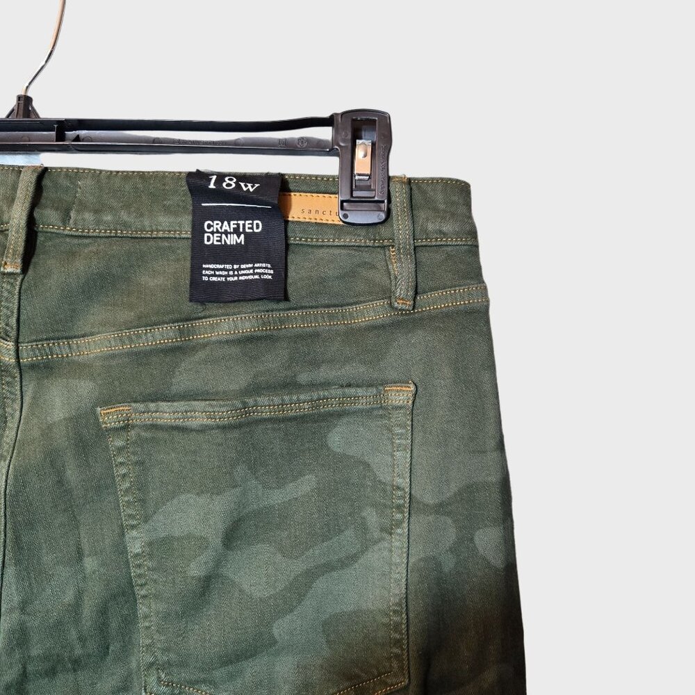 Sanctuary Social Standard Ankle Skinny Jeans in Prosperity Camo Green 18W NWT - Picture 7 of 9